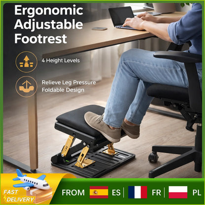 Repose-pieds ergonomique réglable 4 niveaux — Bureau, voiture et déplacement