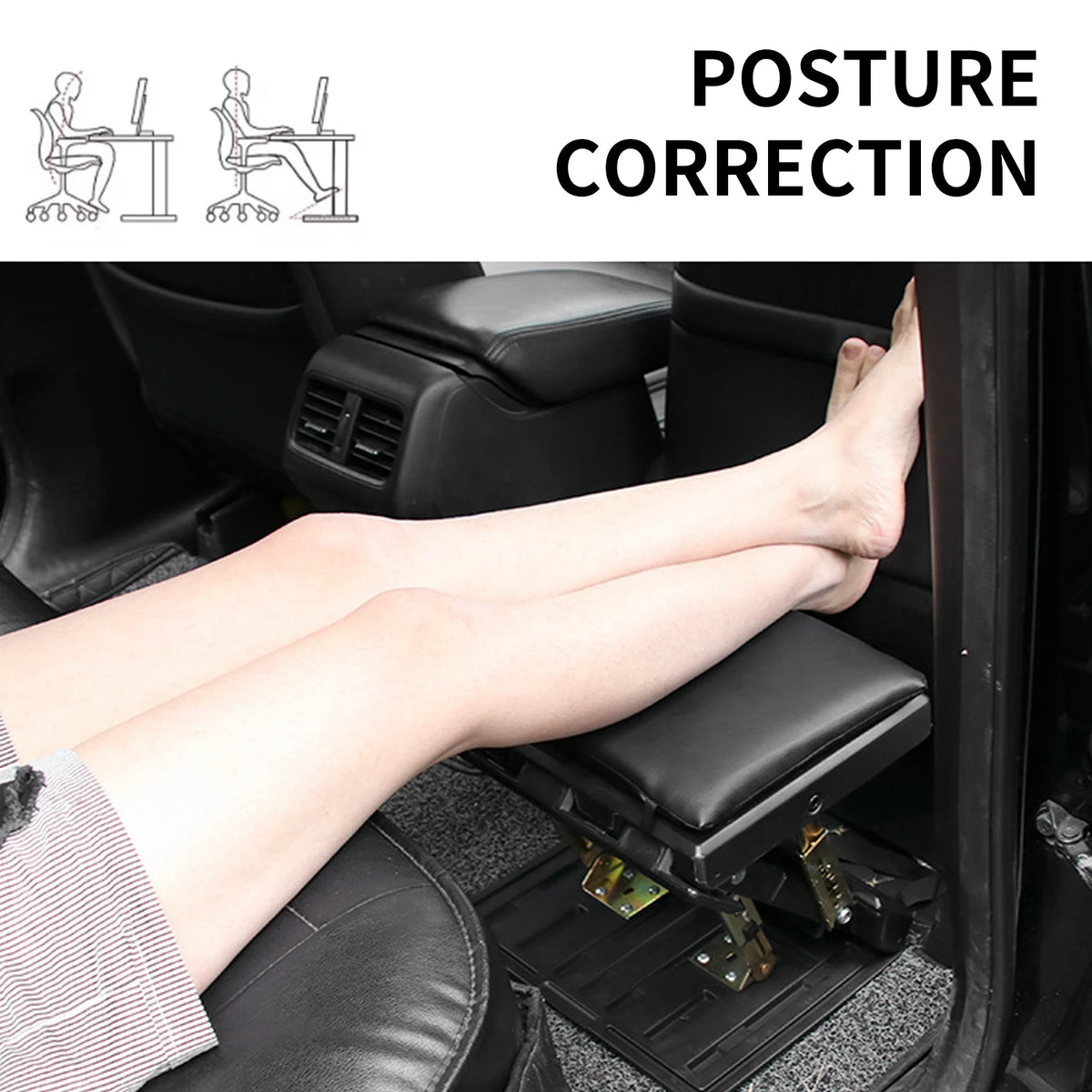 Repose-pieds ergonomique réglable 4 niveaux — Bureau, voiture et déplacement