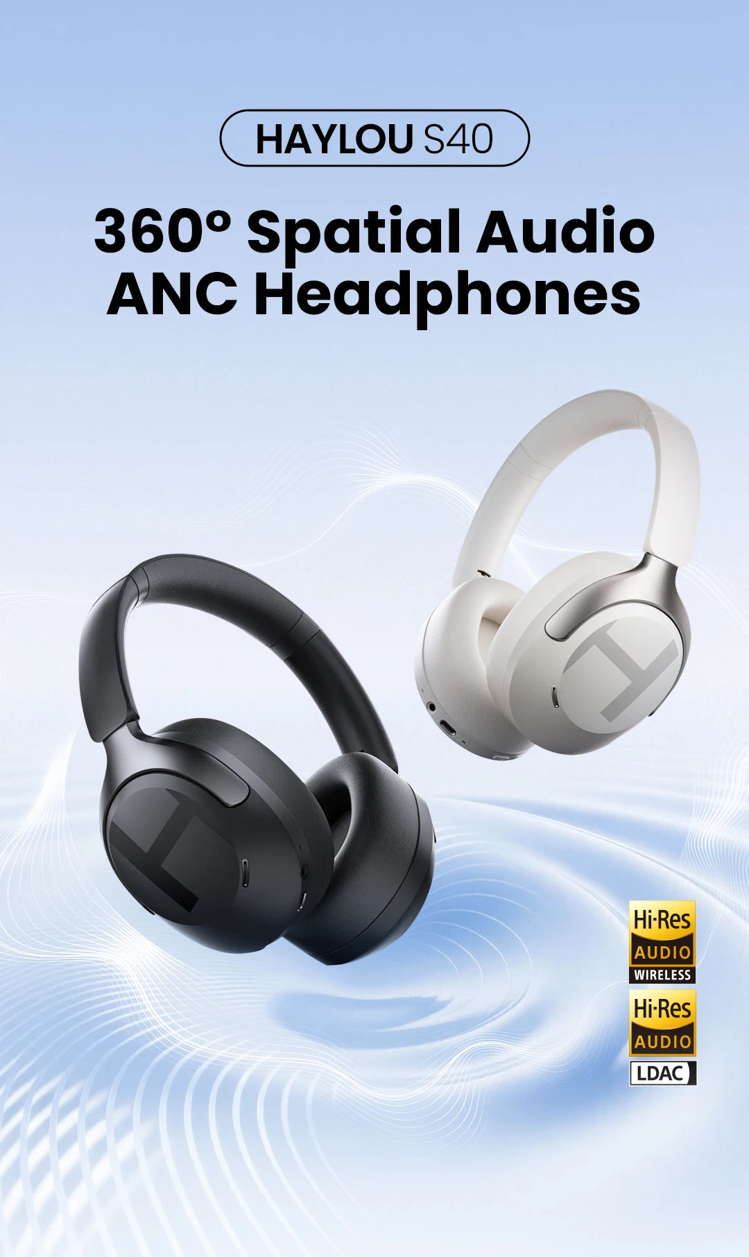 Casque sans fil over-ear ANC 50dB — Bluetooth 6.0 · 90h · LDAC Hi-Res