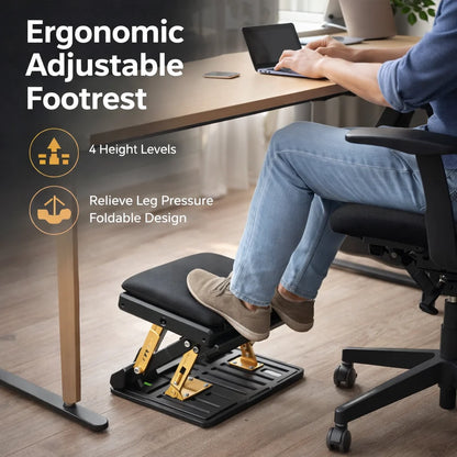 Repose-pieds ergonomique réglable 4 niveaux — Bureau, voiture et déplacement