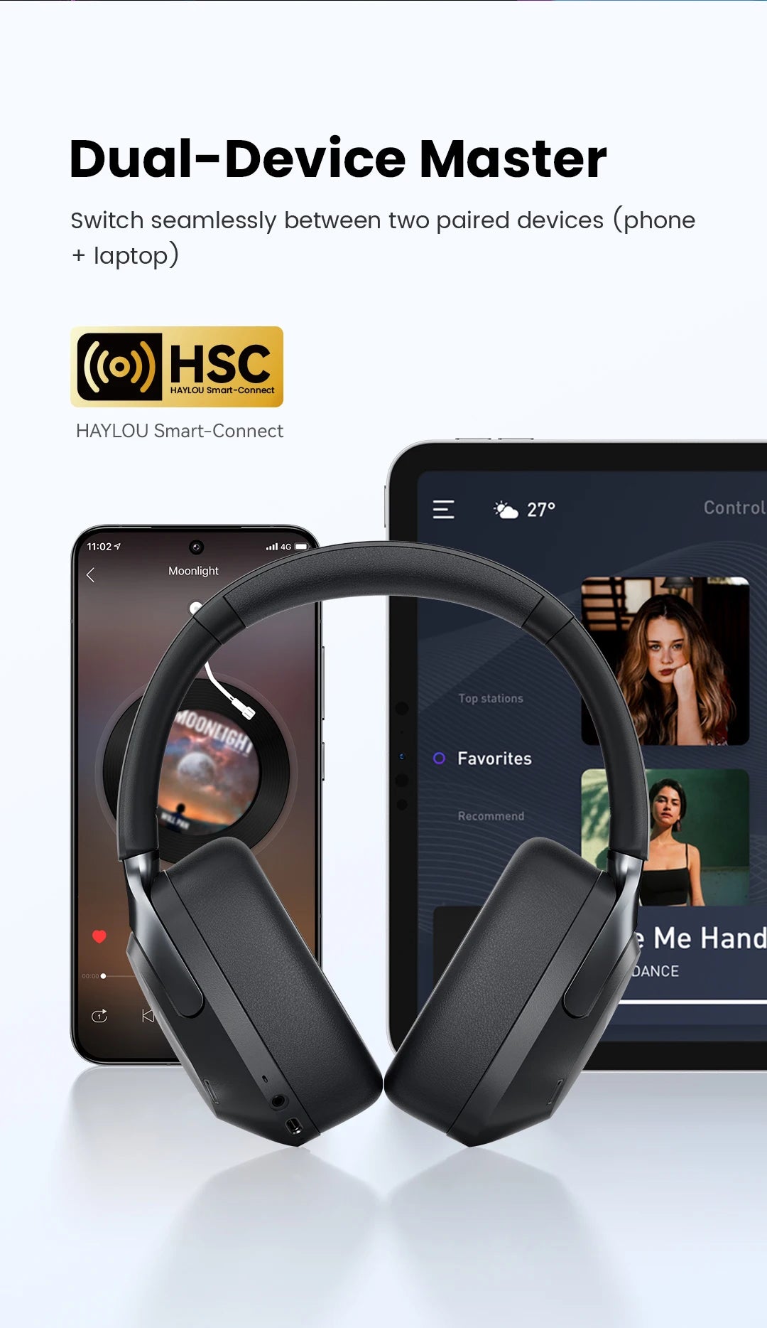Casque sans fil over-ear ANC 50dB — Bluetooth 6.0 · 90h · LDAC Hi-Res