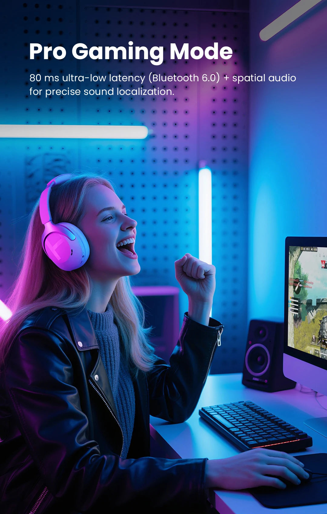 Casque sans fil over-ear ANC 50dB — Bluetooth 6.0 · 90h · LDAC Hi-Res