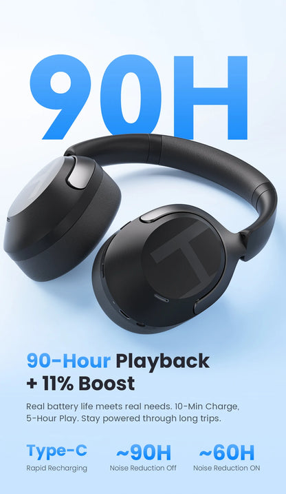 Casque sans fil over-ear ANC 50dB — Bluetooth 6.0 · 90h · LDAC Hi-Res