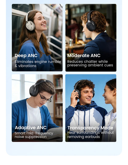 Casque sans fil over-ear ANC 50dB — Bluetooth 6.0 · 90h · LDAC Hi-Res