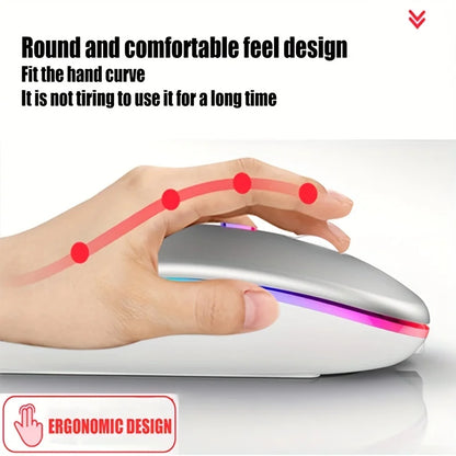 Souris sans fil Bluetooth 5.1 et 2.4G RGB silencieuse rechargeable