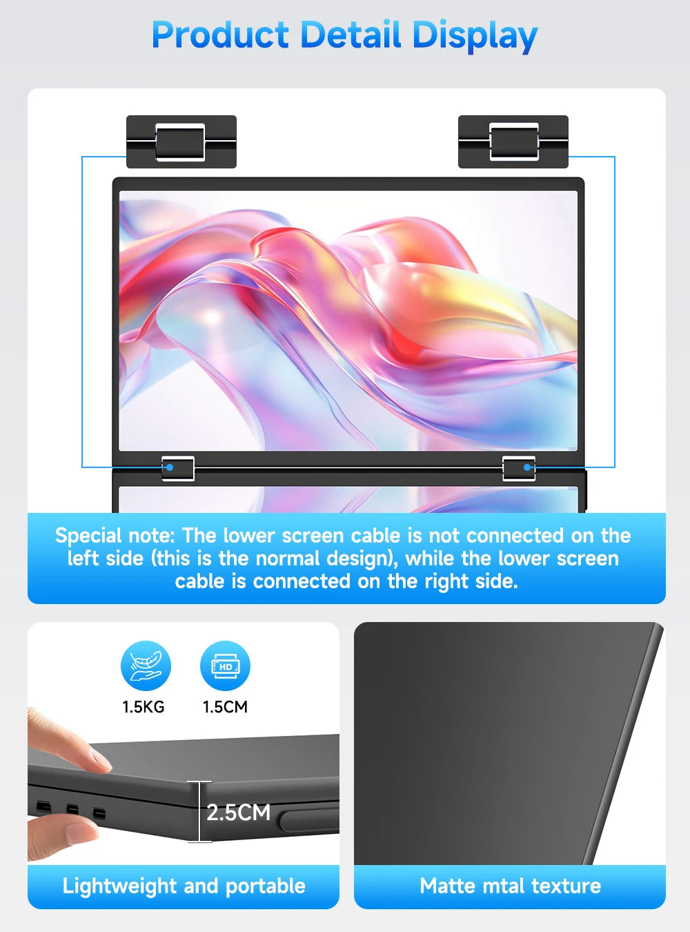 Double Écran Portable de Voyage UPERFECT 15.6" - Triple Écran Pliable Plug & Play pour Ordinateur Portable