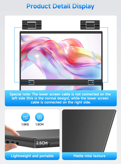 Double Écran Portable de Voyage UPERFECT 15.6" - Triple Écran Pliable Plug & Play pour Ordinateur Portable