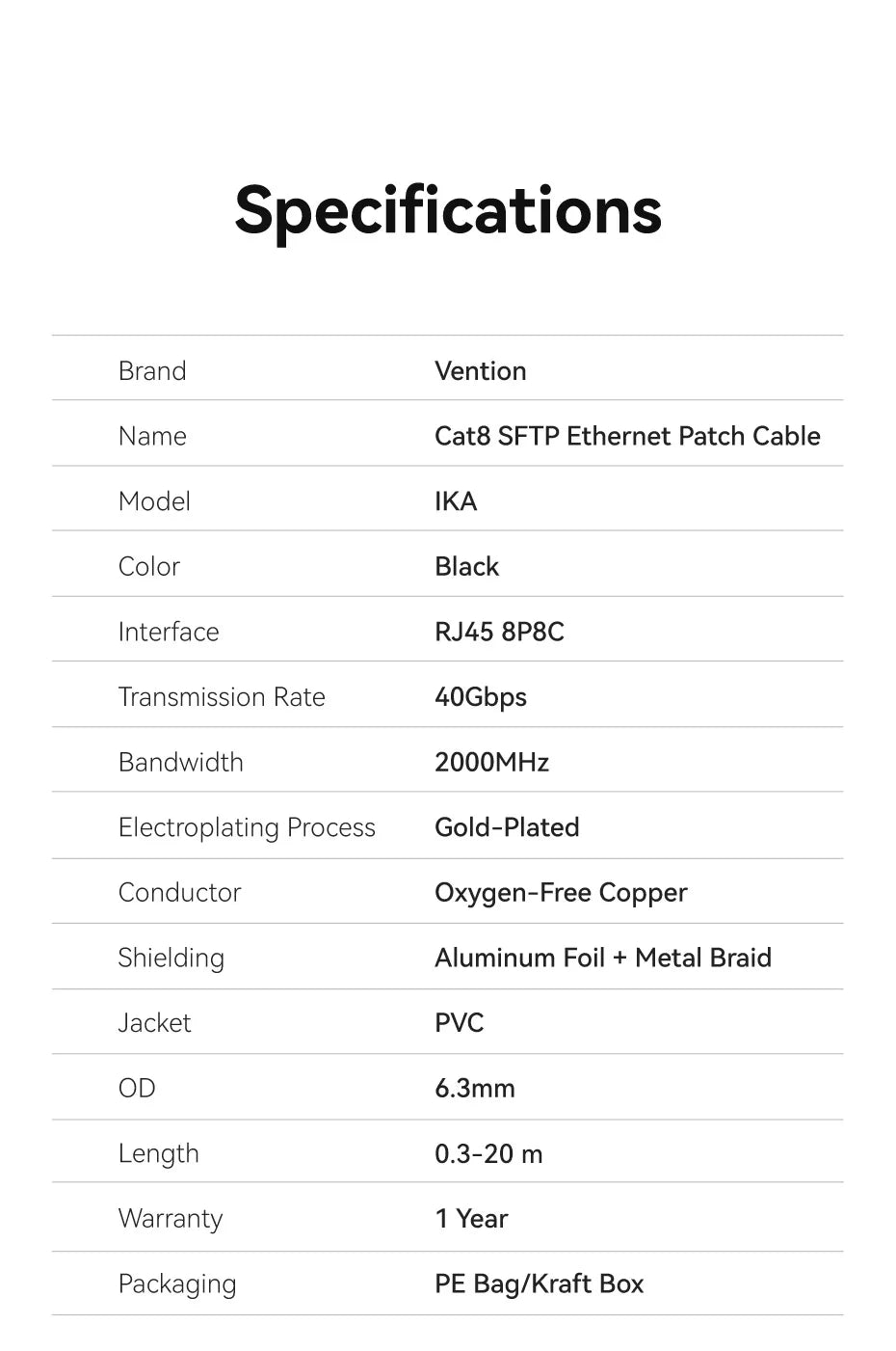 Câble Ethernet Cat8 SFTP plat — Connexion filaire 40 Gbps ultra-stable