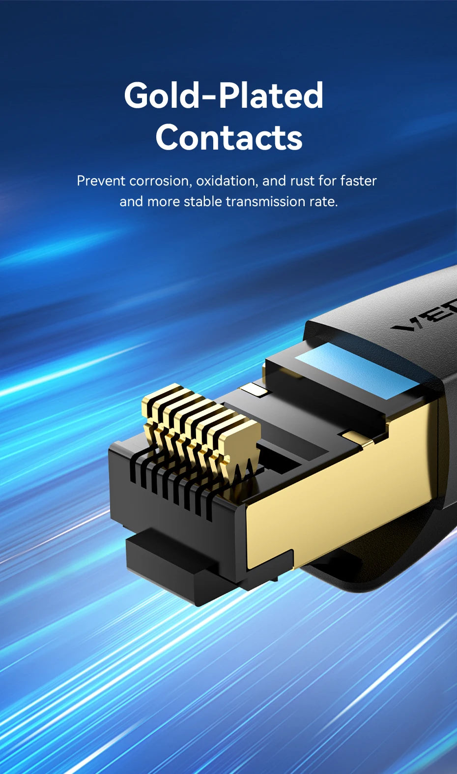 Câble Ethernet Cat8 SFTP plat — Connexion filaire 40 Gbps ultra-stable