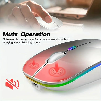 Souris sans fil Bluetooth 5.1 et 2.4G RGB silencieuse rechargeable