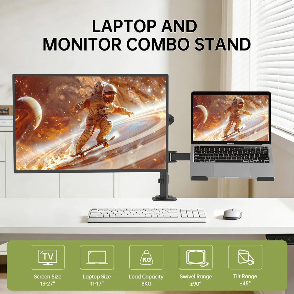 Bras de bureau double écran et laptop — ELOOLE