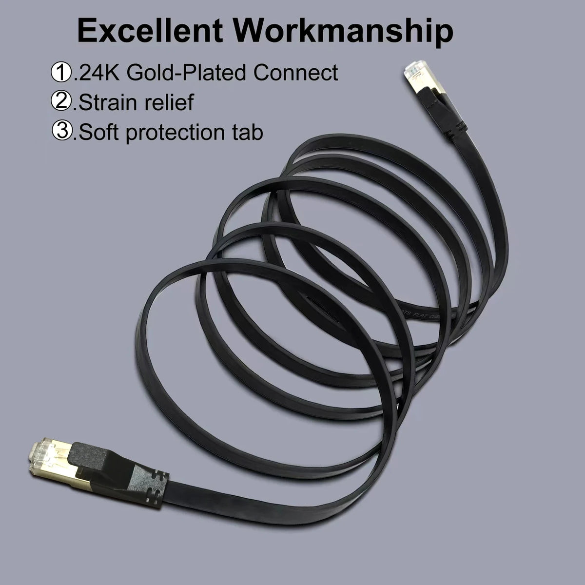 Câble Ethernet Cat8 tressé F/FTP 40 Gbps — 6 longueurs de 0,5m à 5m