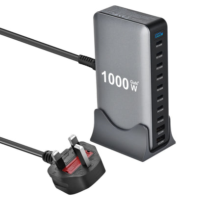Station de charge GaN 1000W 10 ports — 140W USB-C pour MacBook Pro et laptop