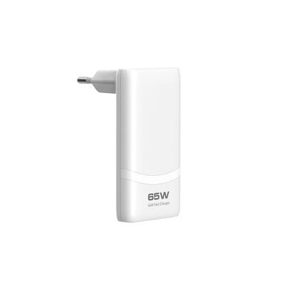 Chargeur GaN 65W ultra-plat double USB-C — Prise pliable format poche