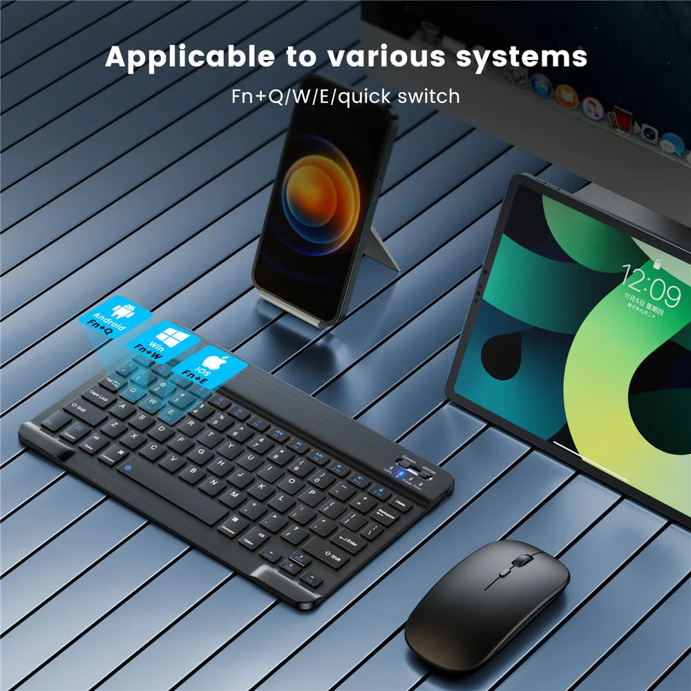 Ultra-Slim Bluetooth-compatible Keyboard Portable Mini Wireless Keyboard for iPad iPhone Tablet Phone Smartphone iOS Android Win