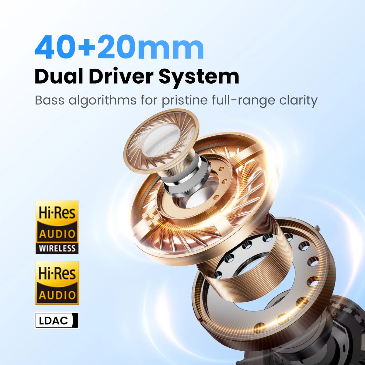 Casque sans fil over-ear ANC 50dB — Bluetooth 6.0 · 90h · LDAC Hi-Res