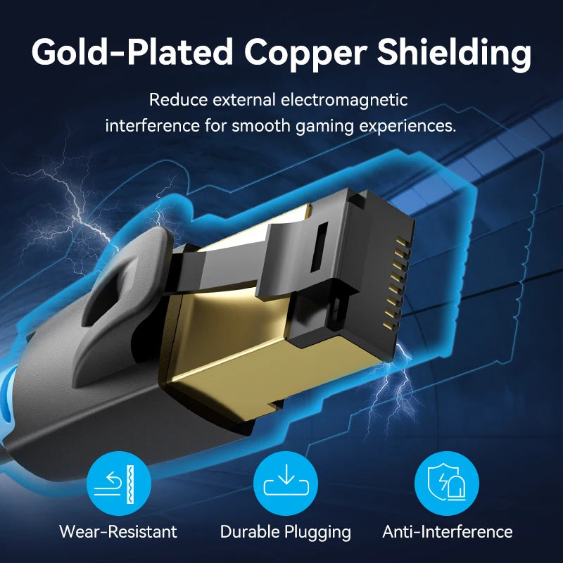 Câble Ethernet Cat8 SFTP plat — Connexion filaire 40 Gbps ultra-stable