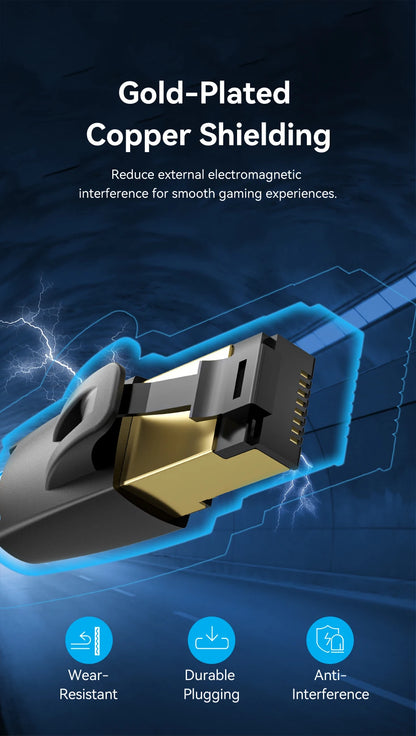 Câble Ethernet Cat8 SFTP plat — Connexion filaire 40 Gbps ultra-stable