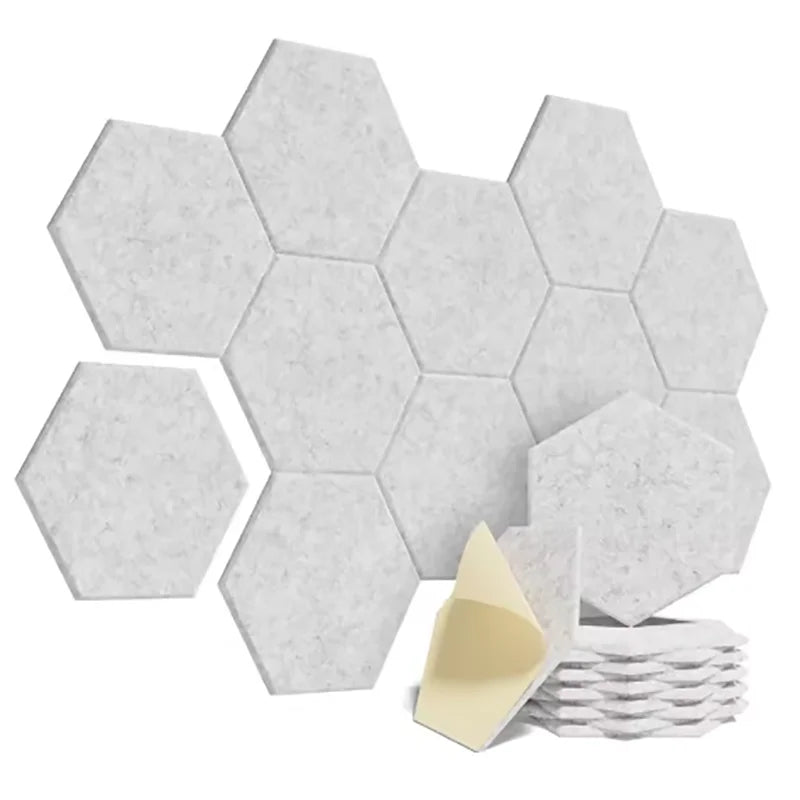 Panneaux acoustiques hexagonaux auto-adhésifs 12 pièces — Bureau et home studio