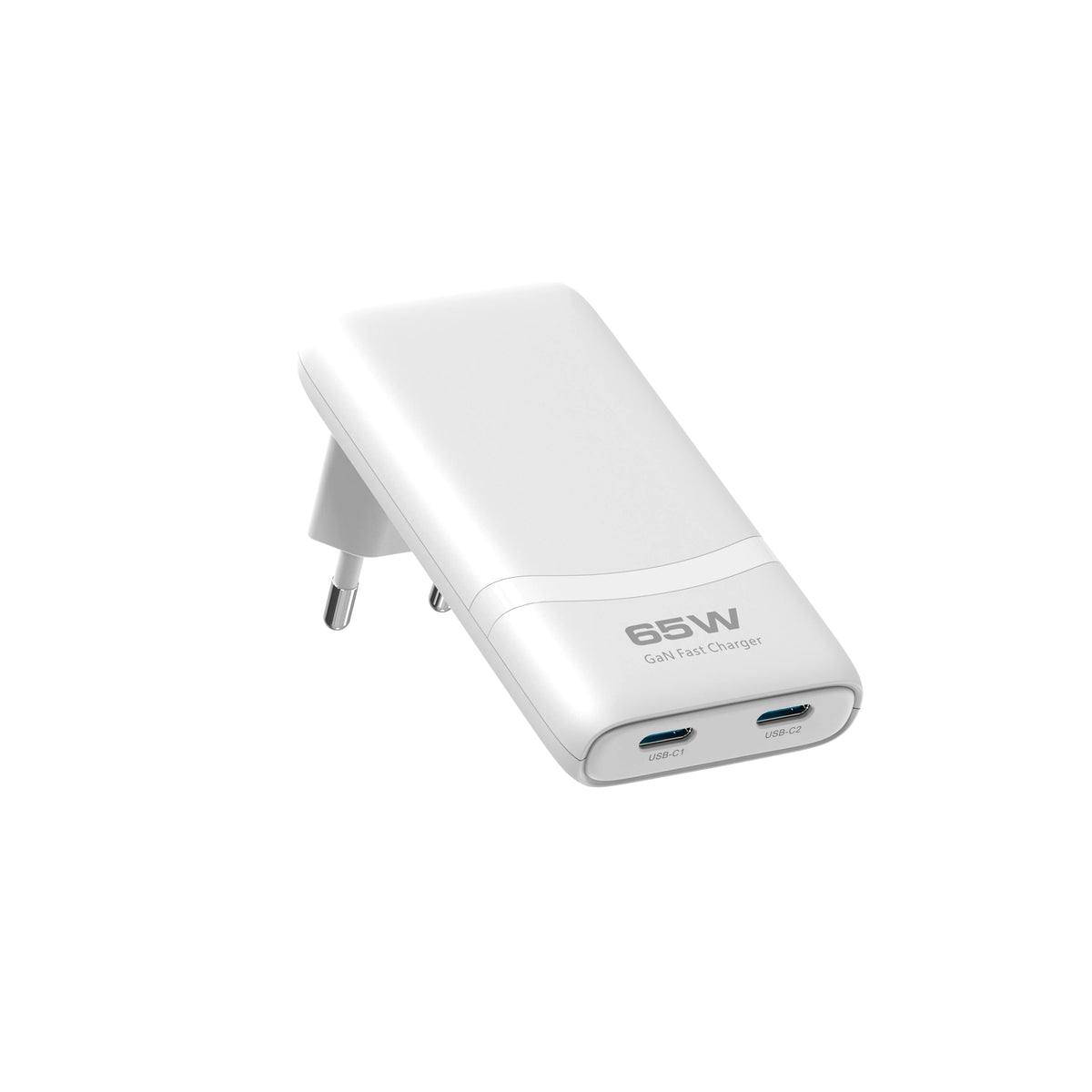 Chargeur GaN 65W ultra-plat double USB-C — Prise pliable format poche