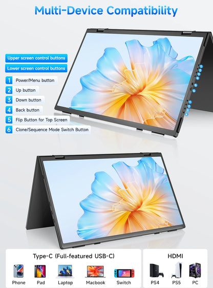 Double Écran Portable de Voyage UPERFECT 15.6" - Triple Écran Pliable Plug & Play pour Ordinateur Portable