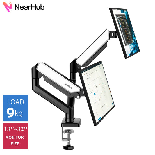 Bras double moniteur articulé NearHub MS-002 — Setup 2 écrans professionnel