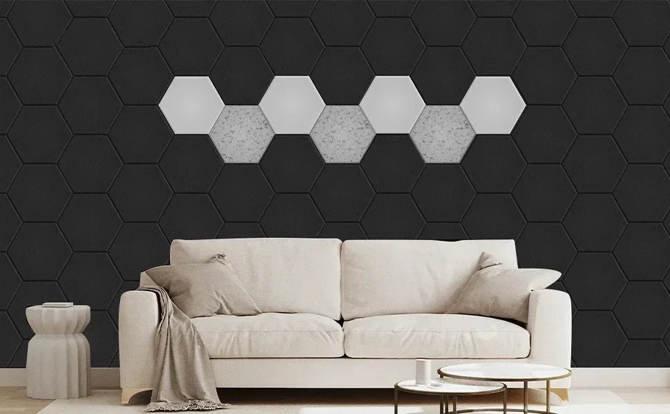 Panneaux acoustiques hexagonaux auto-adhésifs 12 pièces — Bureau et home studio