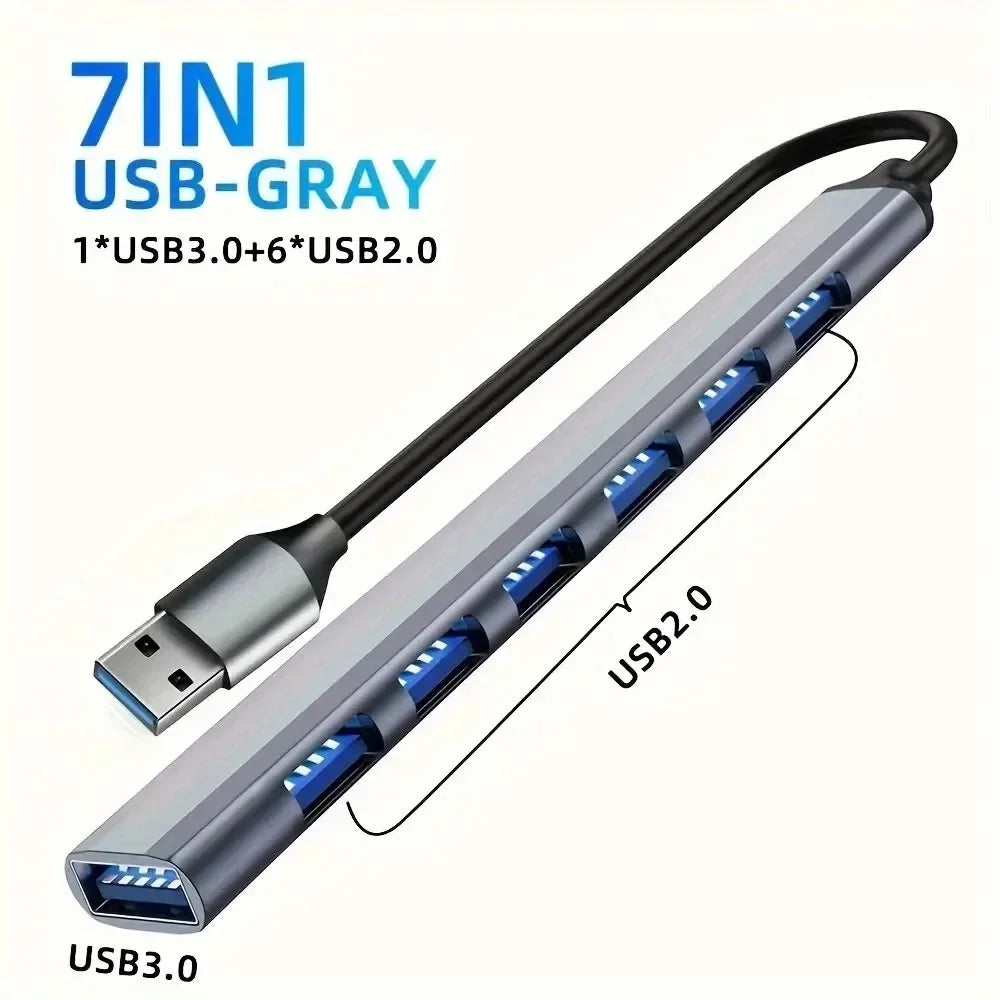 Hub USB-C 7-en-1 avec HDMI 4K et RJ45 — Adaptateur multiport pour laptop