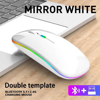 Souris sans fil Bluetooth 5.1 et 2.4G RGB silencieuse rechargeable