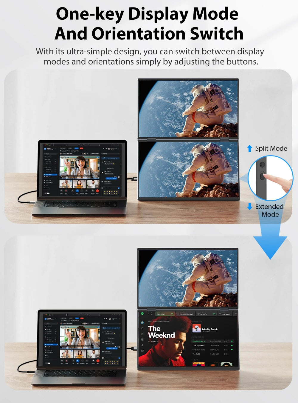 Double Écran Portable de Voyage UPERFECT 15.6" - Triple Écran Pliable Plug & Play pour Ordinateur Portable
