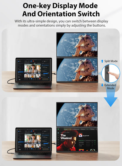 Double Écran Portable de Voyage UPERFECT 15.6" - Triple Écran Pliable Plug & Play pour Ordinateur Portable