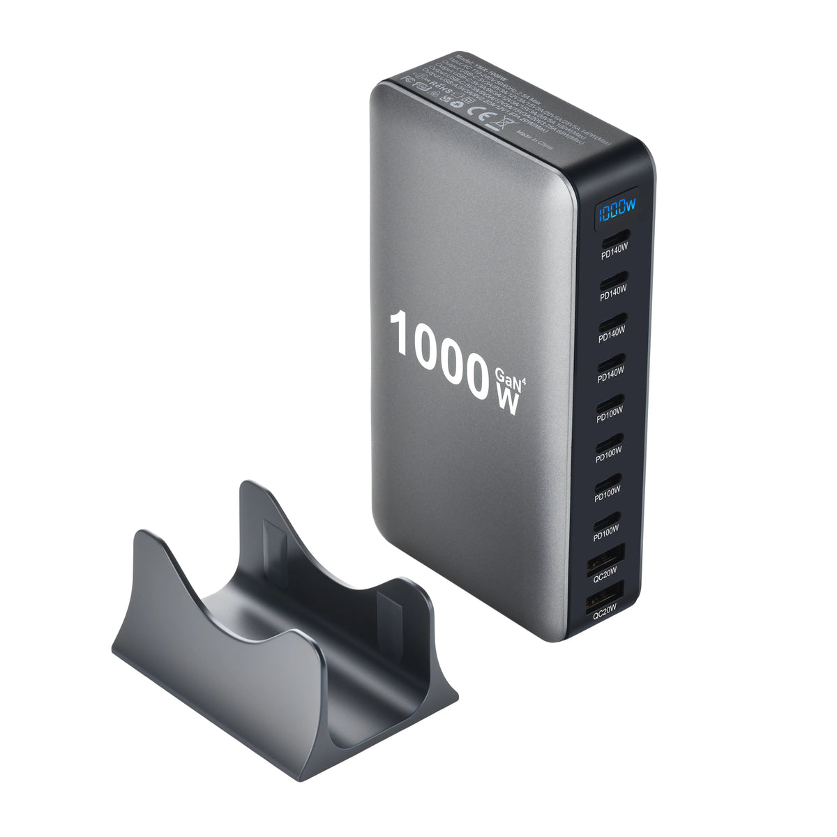 Station de charge GaN 1000W 10 ports — 140W USB-C pour MacBook Pro et laptop