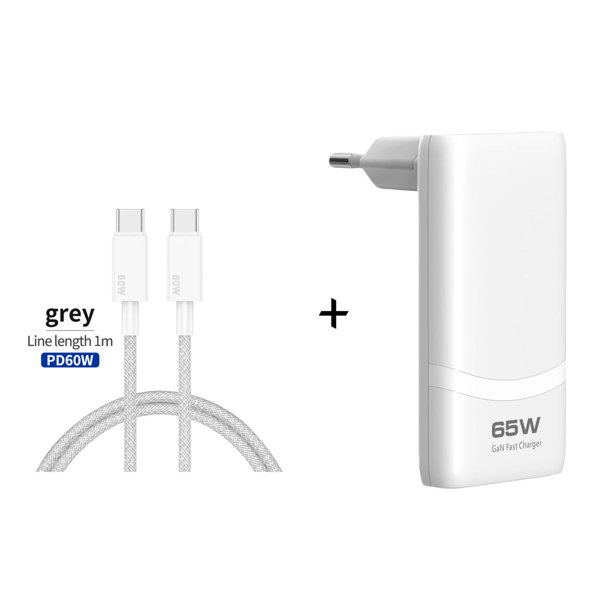 Chargeur GaN 65W ultra-plat double USB-C — Prise pliable format poche