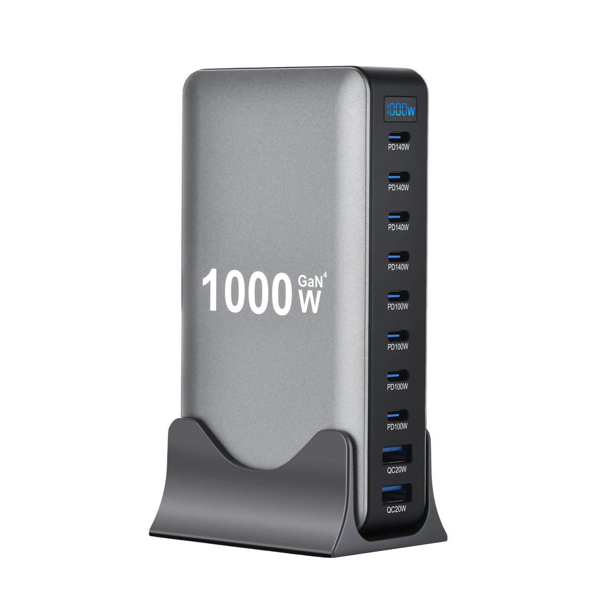 Station de charge GaN 1000W 10 ports — 140W USB-C pour MacBook Pro et laptop