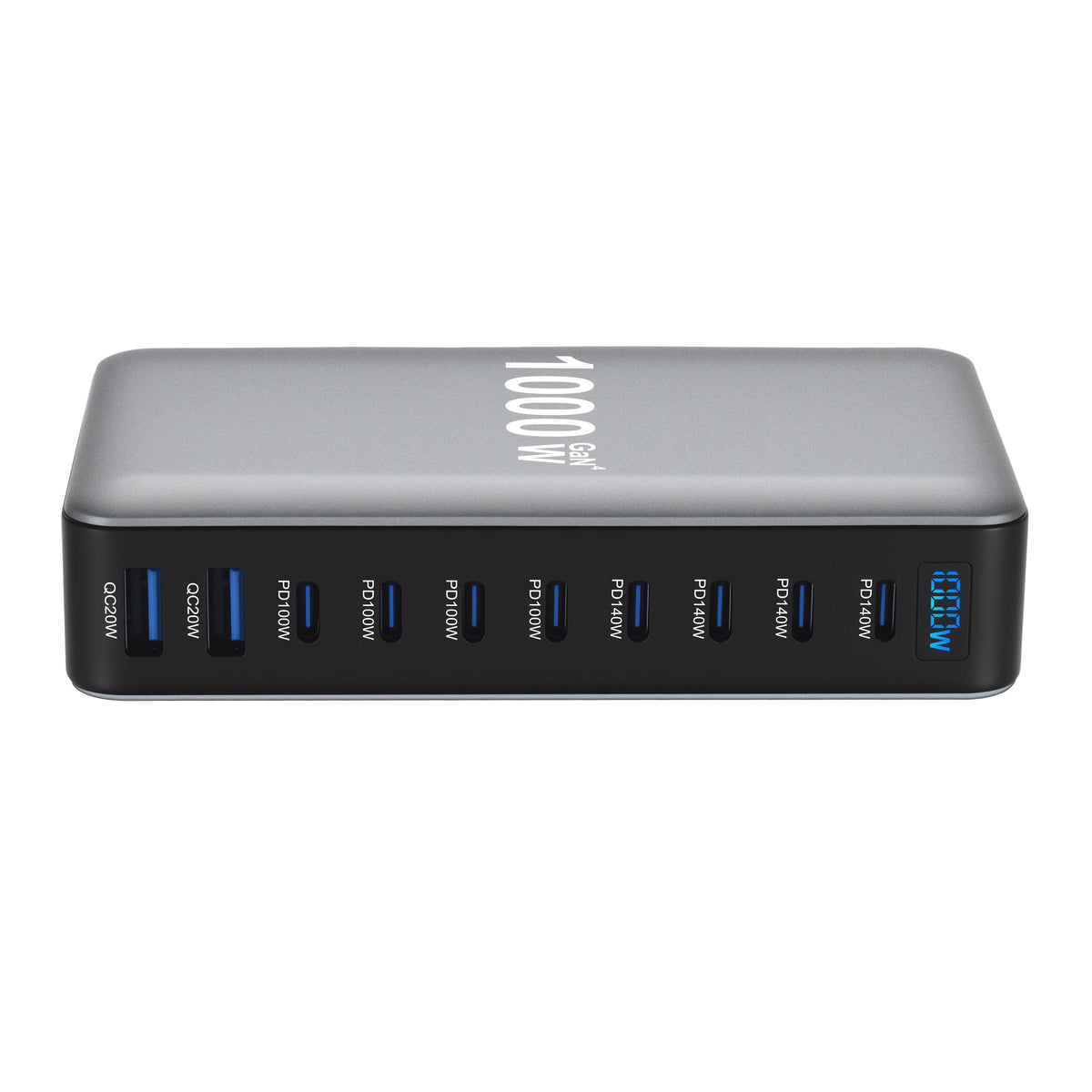 Station de charge GaN 1000W 10 ports — 140W USB-C pour MacBook Pro et laptop