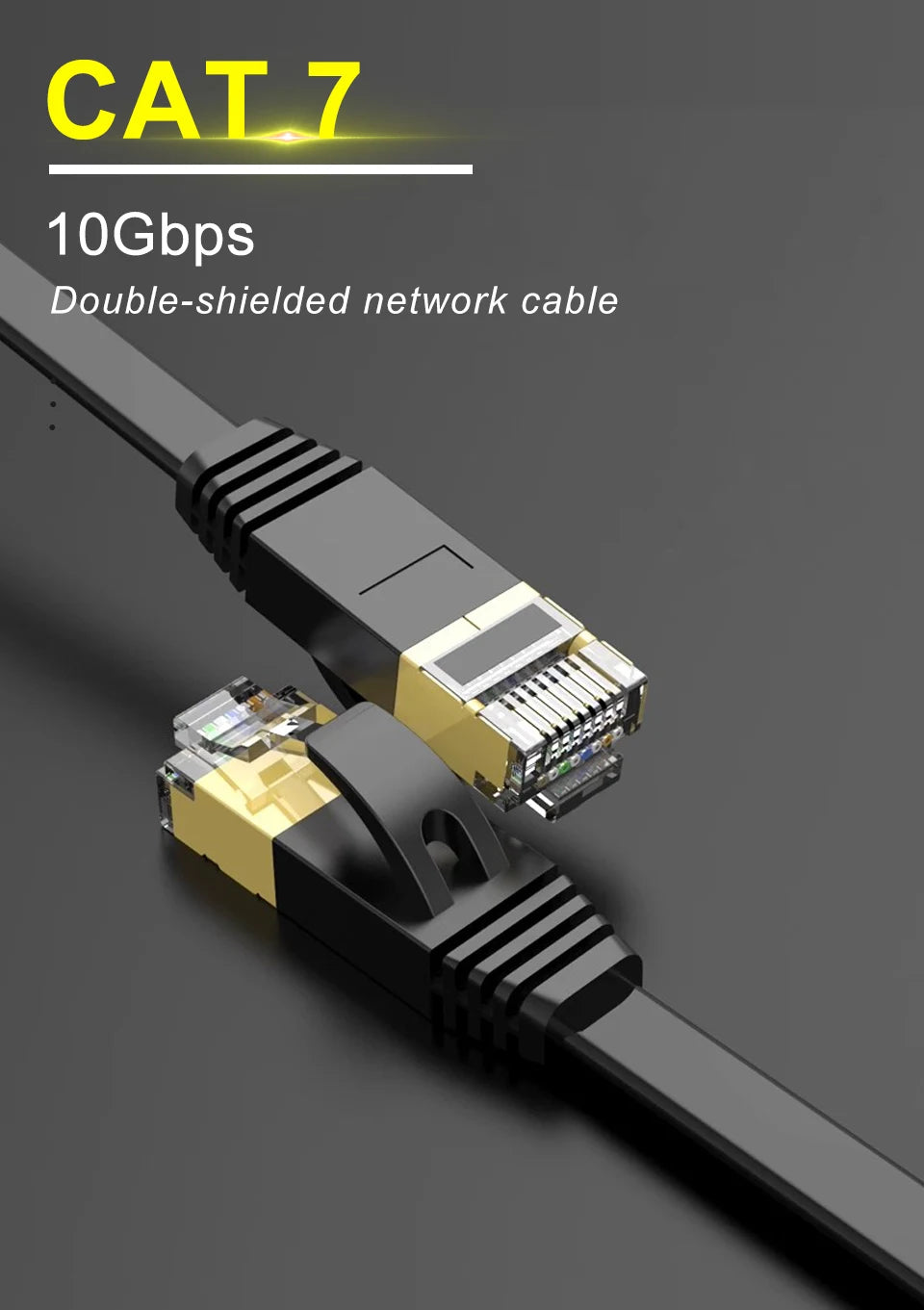 Câbles Ethernet Cat7 ultra-courts 0,2m et 0,3m — Pack 10 câbles plats blindés