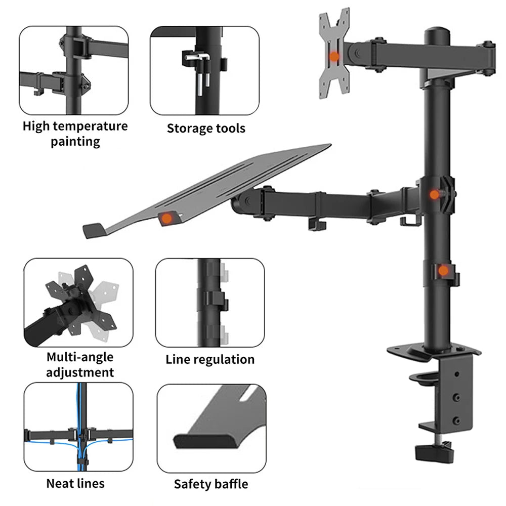 Bras de bureau double écran et laptop — ELOOLE
