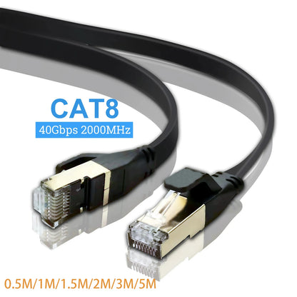 Câble Ethernet Cat8 tressé F/FTP 40 Gbps — 6 longueurs de 0,5m à 5m