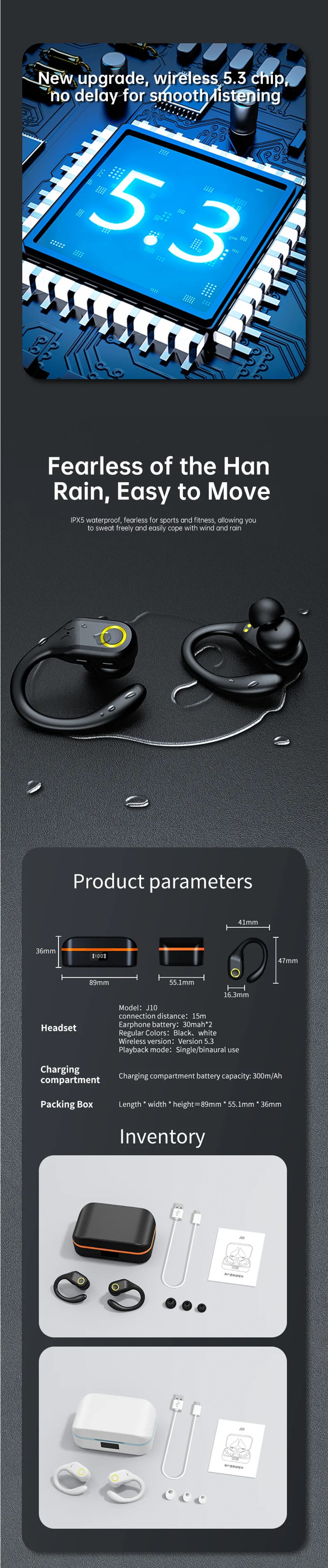 Écouteurs sans fil TWS ANC + ENC Bluetooth 5.3 — 60h d'autonomie