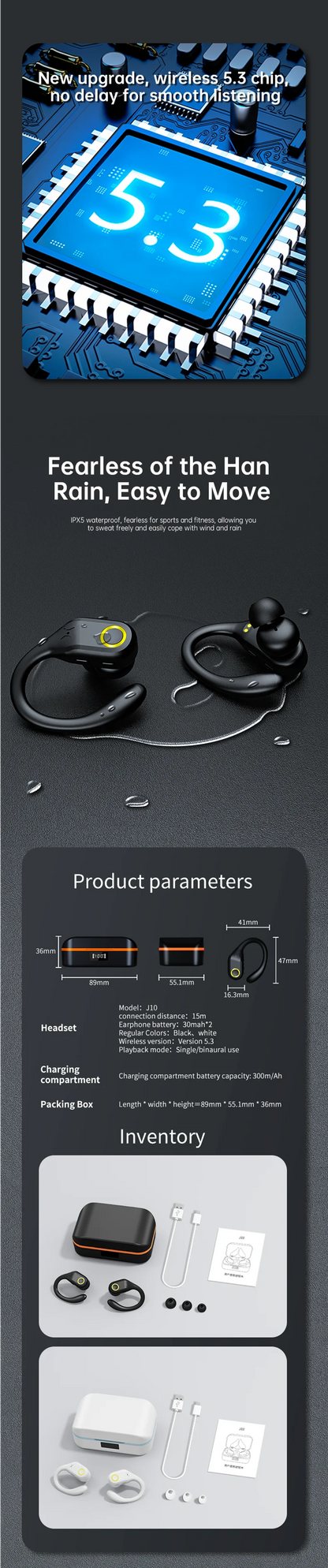 Écouteurs sans fil TWS ANC + ENC Bluetooth 5.3 — 60h d'autonomie