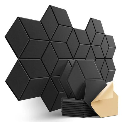 Panneaux acoustiques hexagonaux auto-adhésifs 12 pièces — Bureau et home studio