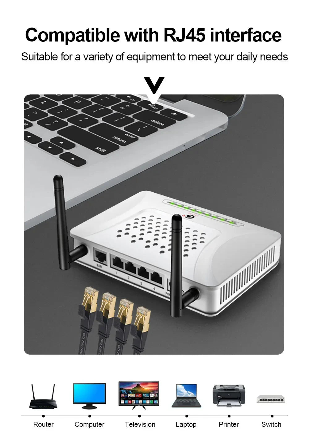 Câble Ethernet Cat8 tressé F/FTP 40 Gbps — 6 longueurs de 0,5m à 5m