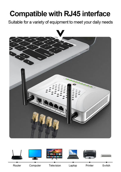Câble Ethernet Cat8 tressé F/FTP 40 Gbps — 6 longueurs de 0,5m à 5m