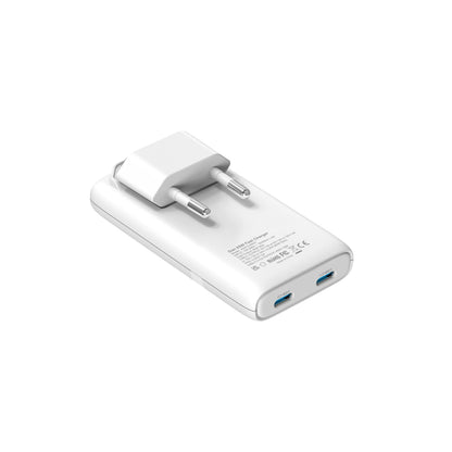 Chargeur GaN 65W ultra-plat double USB-C — Prise pliable format poche