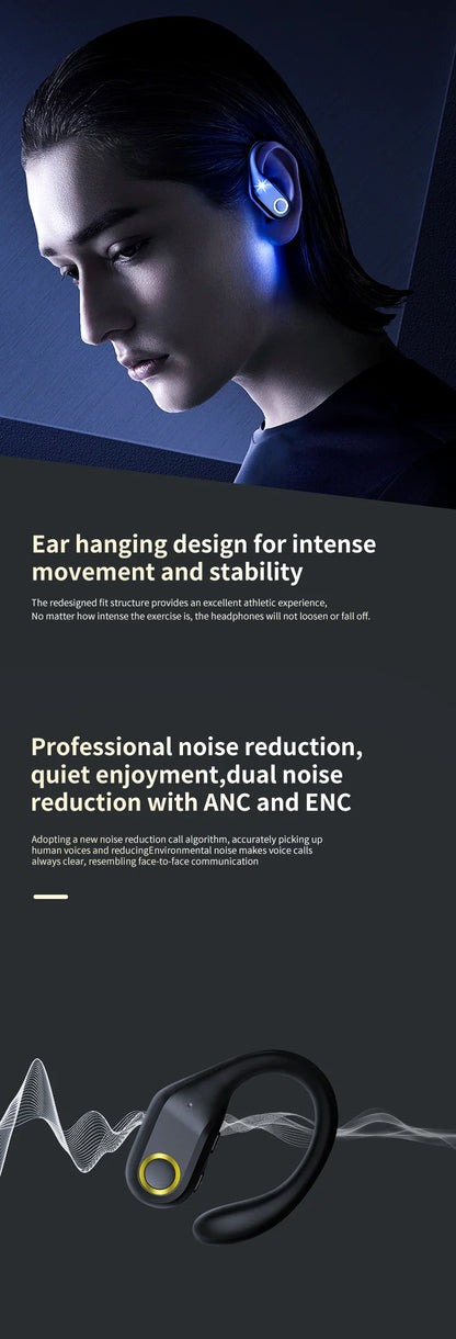 Écouteurs sans fil TWS ANC + ENC Bluetooth 5.3 — 60h d'autonomie