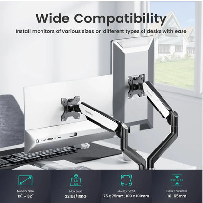 Bras double moniteur articulé NearHub MS-002 — Setup 2 écrans professionnel